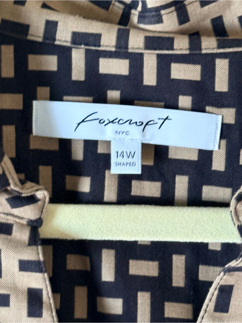 Foxcroft Harper Basketweave Black Cream Geometric Button-Down Shirt Plus 14W - Picture 3 of 10
